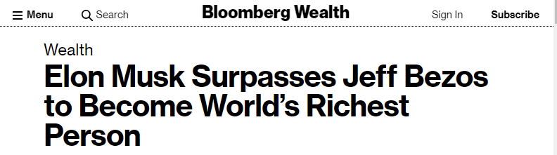 马斯克超越亚马逊成为世界首富，这是